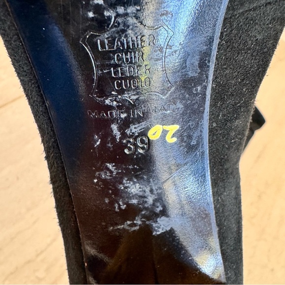 Vintage 90s Yves Saint Laurent Black Suede Heels Lace Up Size 39 US 8 / 8.5 - Picture 12 of 15